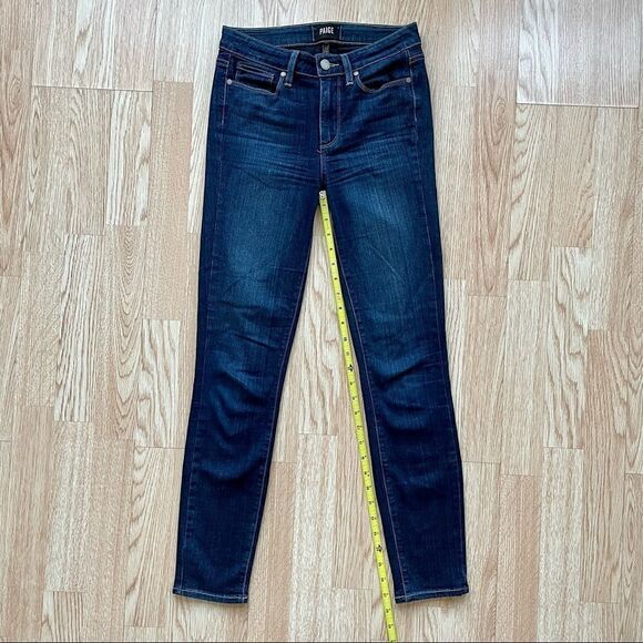 Paige Hoxton Ankle 9” Rise Dark Blue Skinny Jeans - Picture 2 of 11